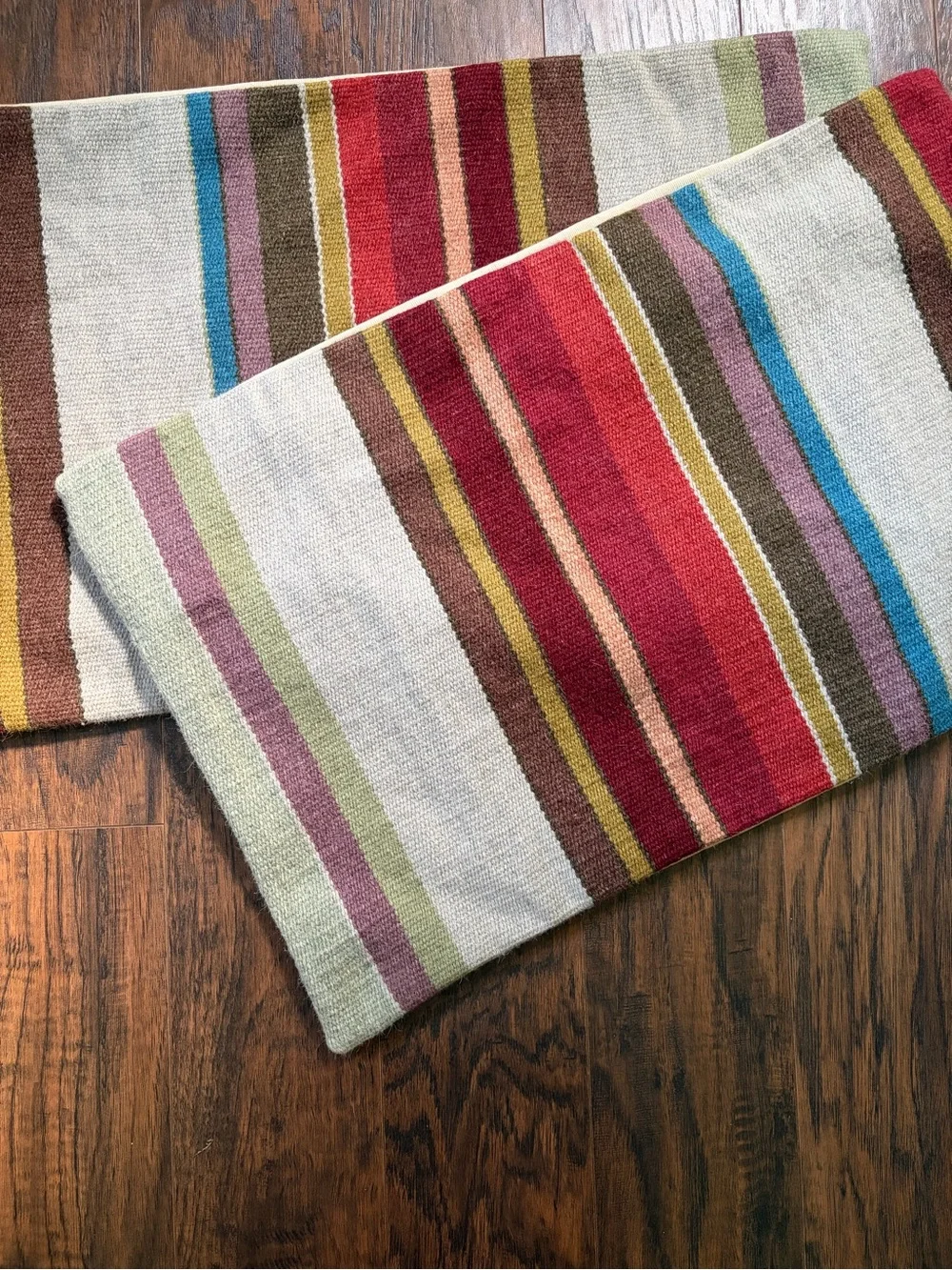 Pottery Barn Wool Dexter dhurrie Stripe Lumbar Throw Pillow Cover set